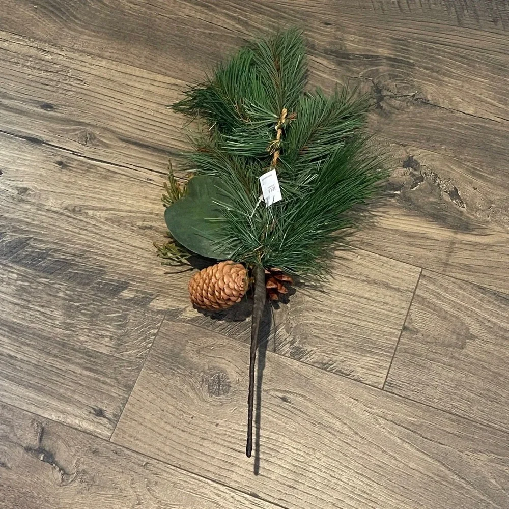 Artificial Pine Spray with Pinecones and Red Berries Christmas Floral Pick 17in